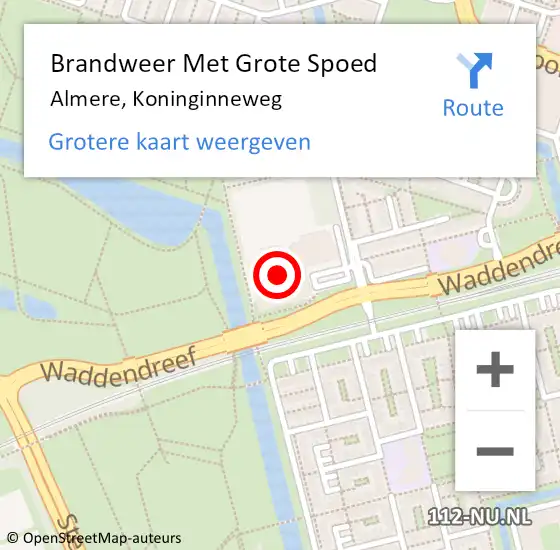 Locatie op kaart van de 112 melding: Brandweer Met Grote Spoed Naar Almere, Koninginneweg op 26 juli 2021 21:14