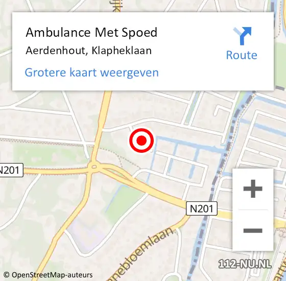 Locatie op kaart van de 112 melding: Ambulance Met Spoed Naar Aerdenhout, Klapheklaan op 26 juli 2021 21:17