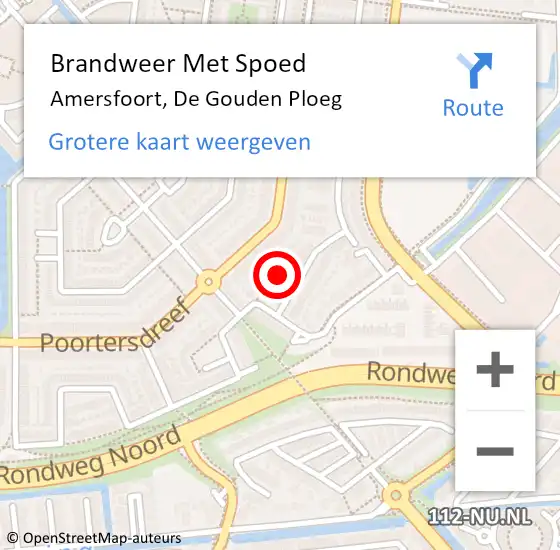 Locatie op kaart van de 112 melding: Brandweer Met Spoed Naar Amersfoort, De Gouden Ploeg op 26 juli 2021 22:16