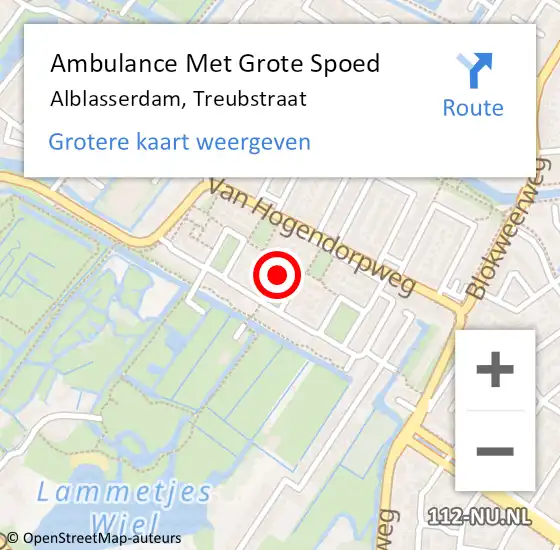 Locatie op kaart van de 112 melding: Ambulance Met Grote Spoed Naar Alblasserdam, Treubstraat op 26 juli 2021 22:31