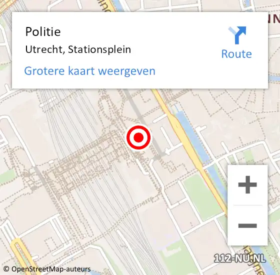 Locatie op kaart van de 112 melding: Politie Utrecht, Stationsplein op 26 juli 2021 22:33