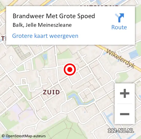 Locatie op kaart van de 112 melding: Brandweer Met Grote Spoed Naar Balk, Jelle Meineszleane op 26 juli 2021 22:53