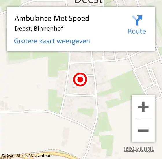 Locatie op kaart van de 112 melding: Ambulance Met Spoed Naar Deest, Binnenhof op 26 juli 2021 22:57