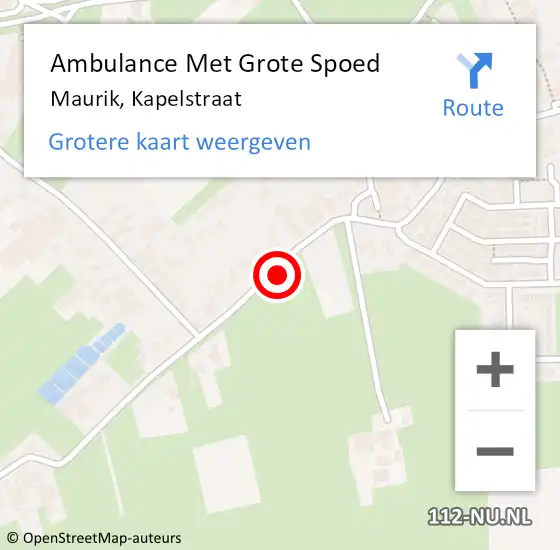 Locatie op kaart van de 112 melding: Ambulance Met Grote Spoed Naar Maurik, Kapelstraat op 26 juli 2021 23:06