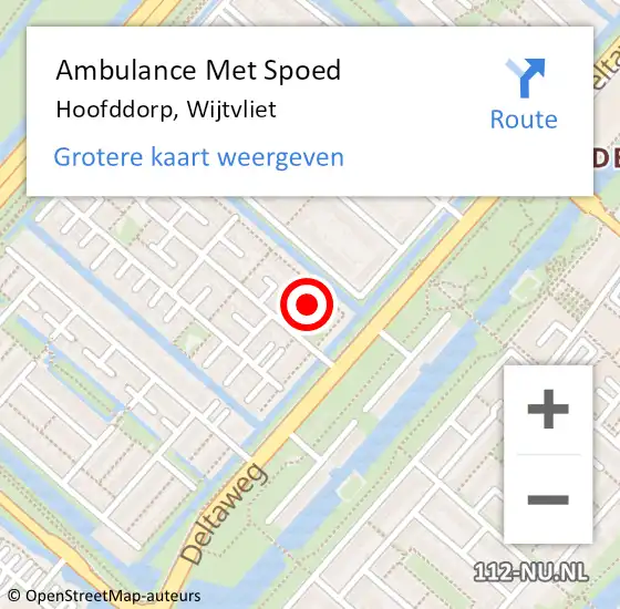 Locatie op kaart van de 112 melding: Ambulance Met Spoed Naar Hoofddorp, Wijtvliet op 26 juli 2021 23:07