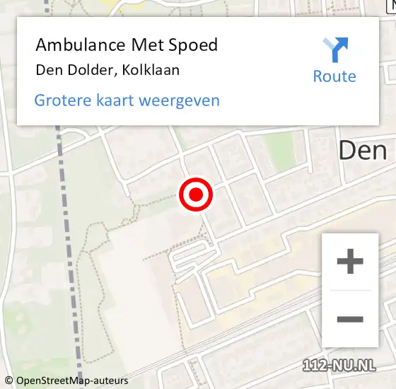 Locatie op kaart van de 112 melding: Ambulance Met Spoed Naar Den Dolder, Kolklaan op 5 oktober 2013 12:31