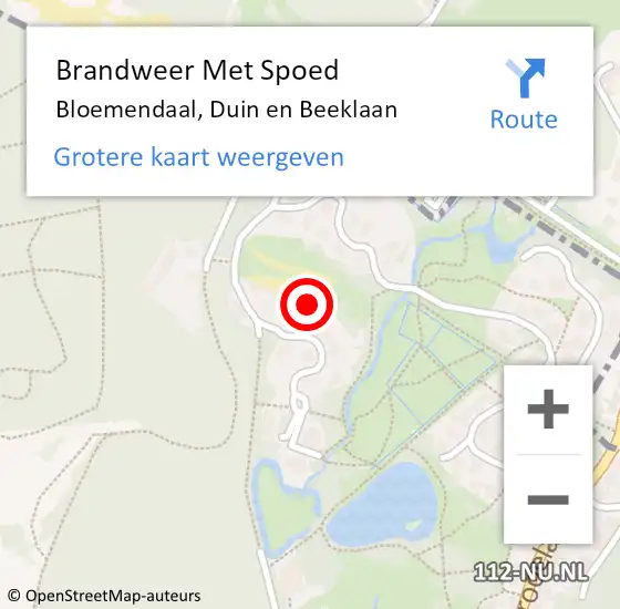 Locatie op kaart van de 112 melding: Brandweer Met Spoed Naar Bloemendaal, Duin en Beeklaan op 26 juli 2021 23:21