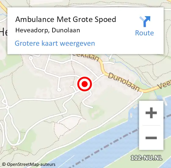 Locatie op kaart van de 112 melding: Ambulance Met Grote Spoed Naar Heveadorp, Dunolaan op 26 juli 2021 23:30