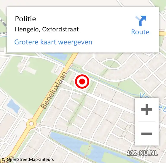 Locatie op kaart van de 112 melding: Politie Hengelo, Oxfordstraat op 27 juli 2021 00:37