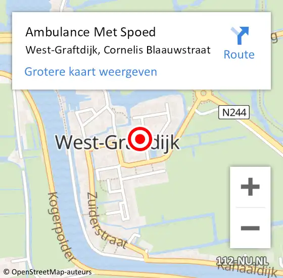 Locatie op kaart van de 112 melding: Ambulance Met Spoed Naar West-Graftdijk, Cornelis Blaauwstraat op 27 juli 2021 00:45