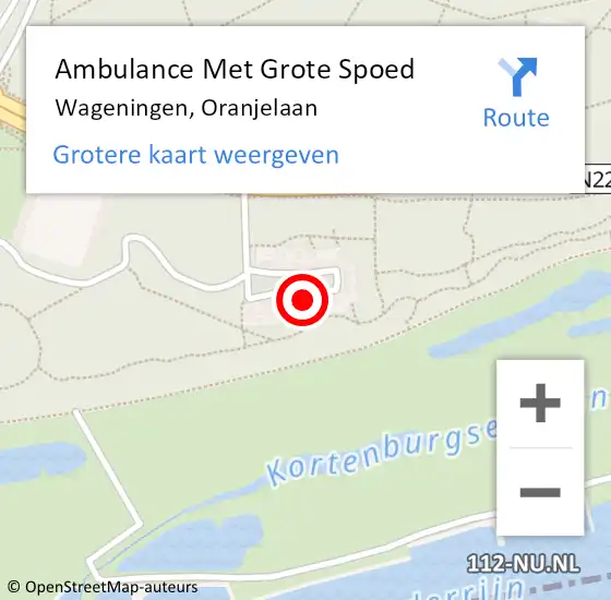 Locatie op kaart van de 112 melding: Ambulance Met Grote Spoed Naar Wageningen, Oranjelaan op 27 juli 2021 03:06