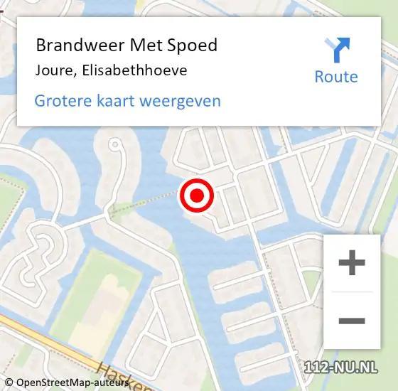 Locatie op kaart van de 112 melding: Brandweer Met Spoed Naar Joure, Elisabethhoeve op 27 juli 2021 03:21