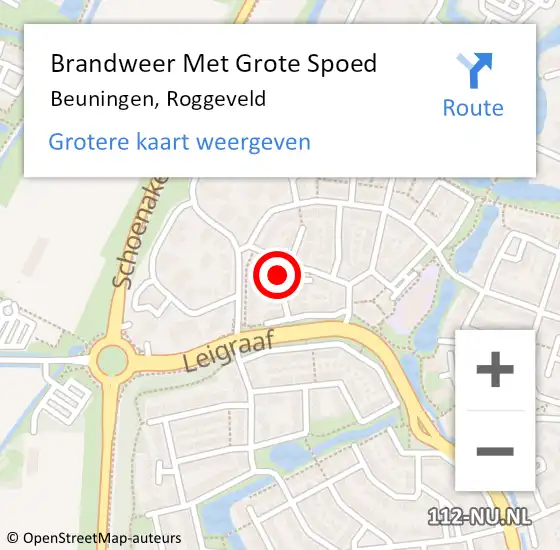 Locatie op kaart van de 112 melding: Brandweer Met Grote Spoed Naar Beuningen, Roggeveld op 27 juli 2021 03:37