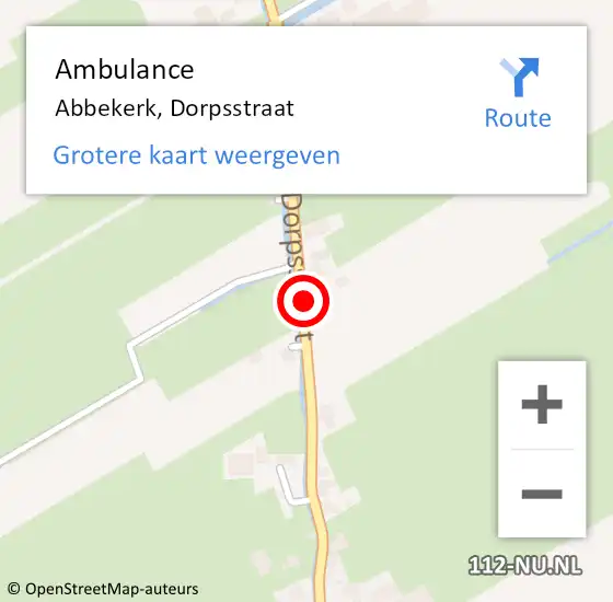 Locatie op kaart van de 112 melding: Ambulance Abbekerk, Dorpsstraat op 27 juli 2021 06:17