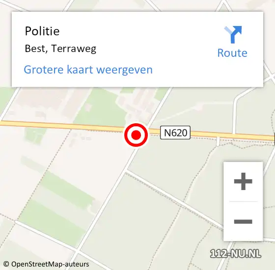 Locatie op kaart van de 112 melding: Politie Best, Terraweg op 27 juli 2021 06:25