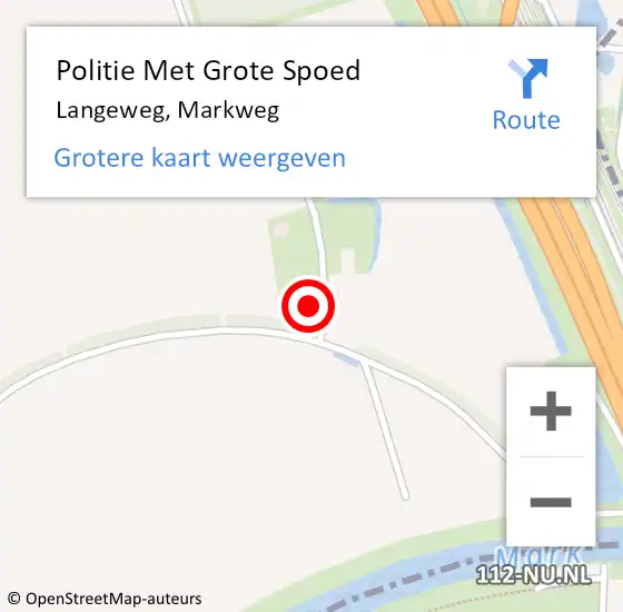 Locatie op kaart van de 112 melding: Politie Met Grote Spoed Naar Langeweg, Markweg op 27 juli 2021 06:53