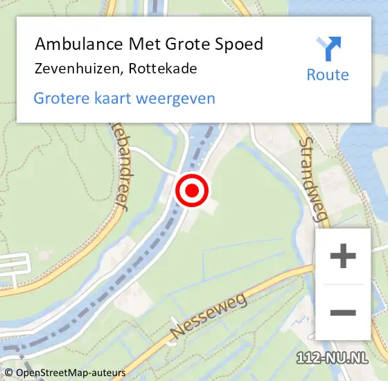 Locatie op kaart van de 112 melding: Ambulance Met Grote Spoed Naar Zevenhuizen, Rottekade op 27 juli 2021 07:45