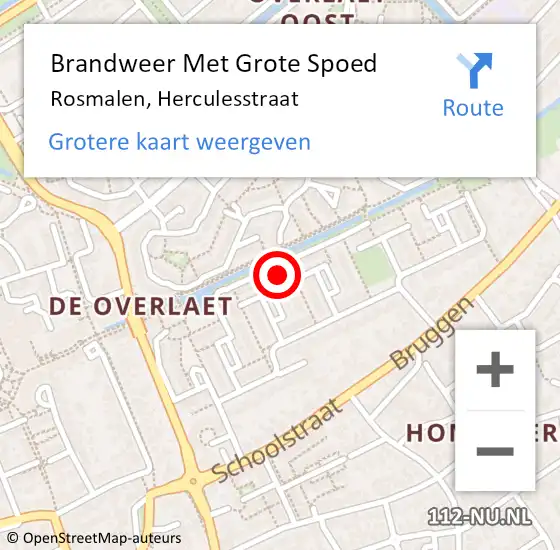 Locatie op kaart van de 112 melding: Brandweer Met Grote Spoed Naar Rosmalen, Herculesstraat op 27 juli 2021 08:22