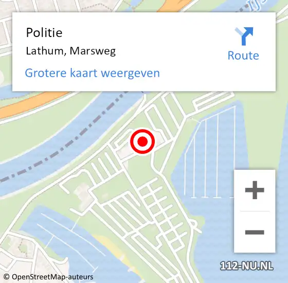 Locatie op kaart van de 112 melding: Politie Lathum, Marsweg op 27 juli 2021 09:01
