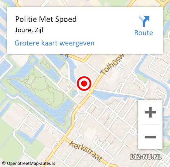 Locatie op kaart van de 112 melding: Politie Met Spoed Naar Joure, Zijl op 27 juli 2021 09:09