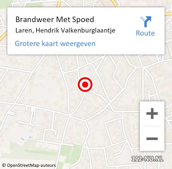 Locatie op kaart van de 112 melding: Brandweer Met Spoed Naar Laren, Hendrik Valkenburglaantje op 27 juli 2021 10:02