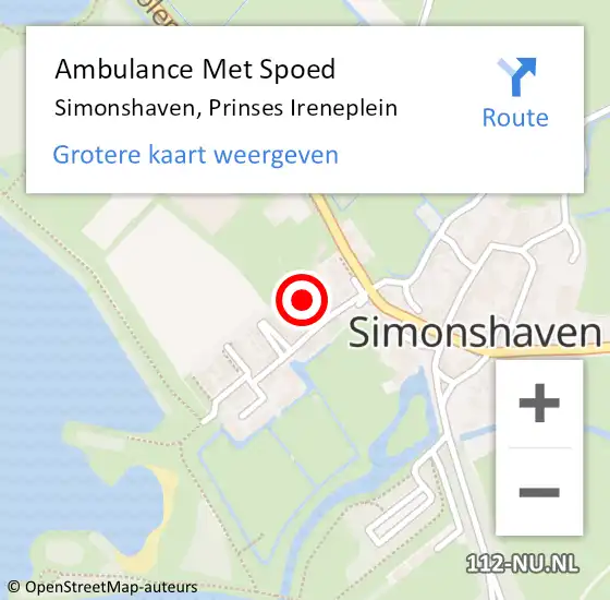 Locatie op kaart van de 112 melding: Ambulance Met Spoed Naar Simonshaven, Prinses Ireneplein op 27 juli 2021 10:16