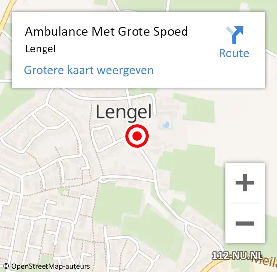 Locatie op kaart van de 112 melding: Ambulance Met Grote Spoed Naar Lengel op 27 juli 2021 10:17