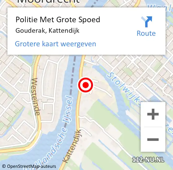 Locatie op kaart van de 112 melding: Politie Met Grote Spoed Naar Gouderak, Kattendijk op 27 juli 2021 10:18