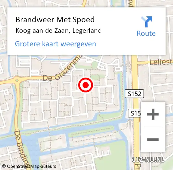 Locatie op kaart van de 112 melding: Brandweer Met Spoed Naar Koog aan de Zaan, Legerland op 27 juli 2021 10:36