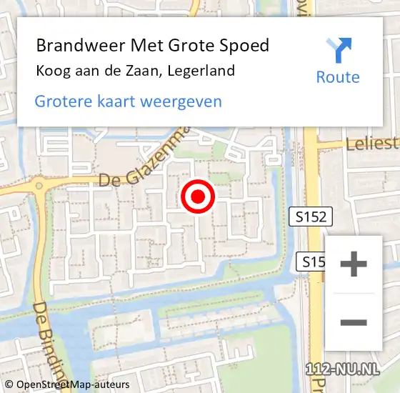 Locatie op kaart van de 112 melding: Brandweer Met Grote Spoed Naar Koog aan de Zaan, Legerland op 27 juli 2021 10:36