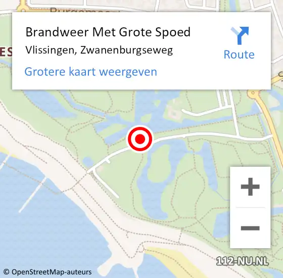 Locatie op kaart van de 112 melding: Brandweer Met Grote Spoed Naar Vlissingen, Zwanenburgseweg op 27 juli 2021 10:45