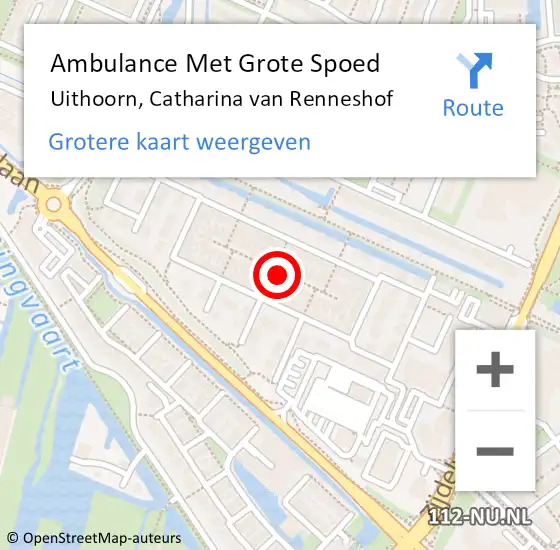 Locatie op kaart van de 112 melding: Ambulance Met Grote Spoed Naar Uithoorn, Catharina van Renneshof op 27 juli 2021 10:46