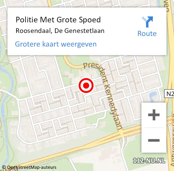 Locatie op kaart van de 112 melding: Politie Met Grote Spoed Naar Roosendaal, De Genestetlaan op 27 juli 2021 10:53