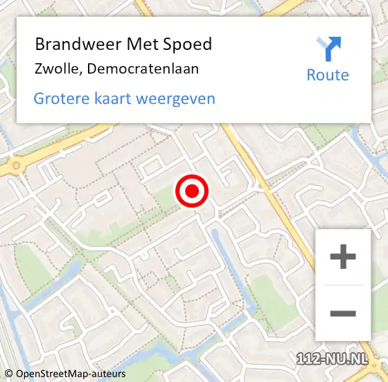 Locatie op kaart van de 112 melding: Brandweer Met Spoed Naar Zwolle, Democratenlaan op 27 juli 2021 10:58