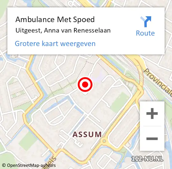 Locatie op kaart van de 112 melding: Ambulance Met Spoed Naar Uitgeest, Anna van Renesselaan op 27 juli 2021 11:00