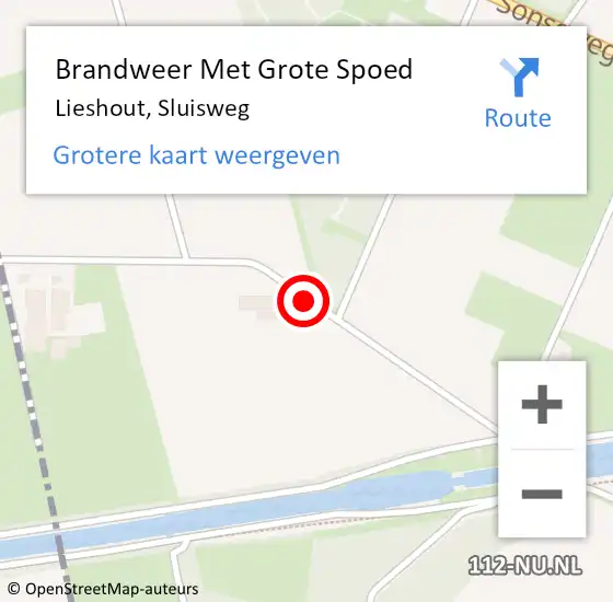 Locatie op kaart van de 112 melding: Brandweer Met Grote Spoed Naar Lieshout, Sluisweg op 27 juli 2021 11:00