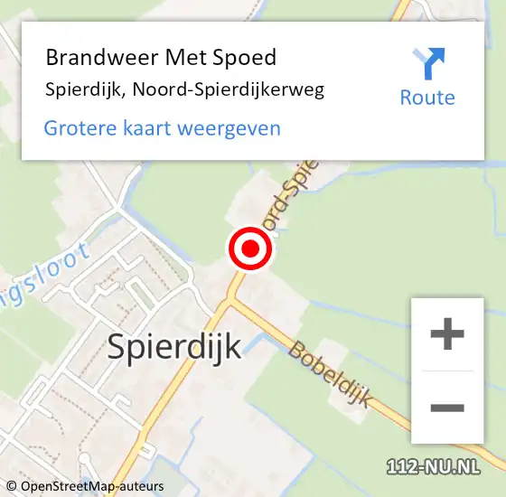 Locatie op kaart van de 112 melding: Brandweer Met Spoed Naar Spierdijk, Noord-Spierdijkerweg op 27 juli 2021 11:02