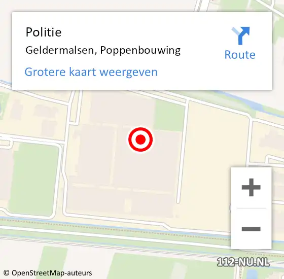 Locatie op kaart van de 112 melding: Politie Geldermalsen, Poppenbouwing op 27 juli 2021 11:06