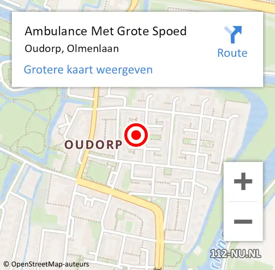 Locatie op kaart van de 112 melding: Ambulance Met Grote Spoed Naar Oudorp, Olmenlaan op 27 juli 2021 11:17