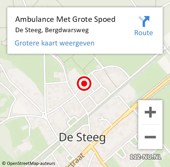 Locatie op kaart van de 112 melding: Ambulance Met Grote Spoed Naar De Steeg, Bergdwarsweg op 27 juli 2021 11:21