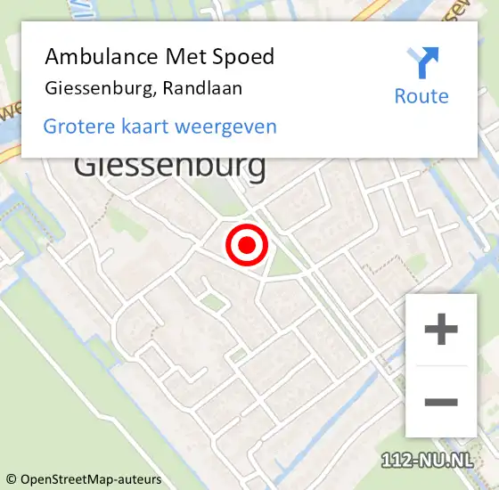 Locatie op kaart van de 112 melding: Ambulance Met Spoed Naar Giessenburg, Randlaan op 27 juli 2021 11:32