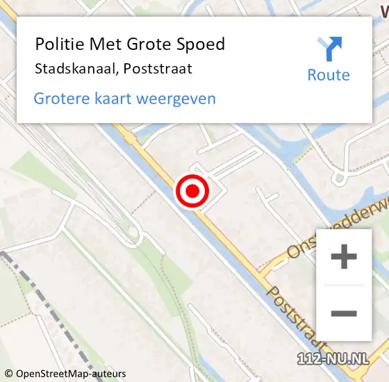 Locatie op kaart van de 112 melding: Politie Met Grote Spoed Naar Stadskanaal, Poststraat op 27 juli 2021 11:37