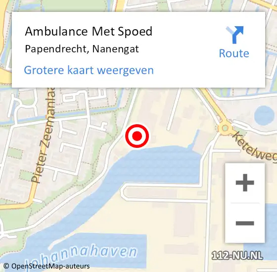 Locatie op kaart van de 112 melding: Ambulance Met Spoed Naar Papendrecht, Nanengat op 27 juli 2021 11:38