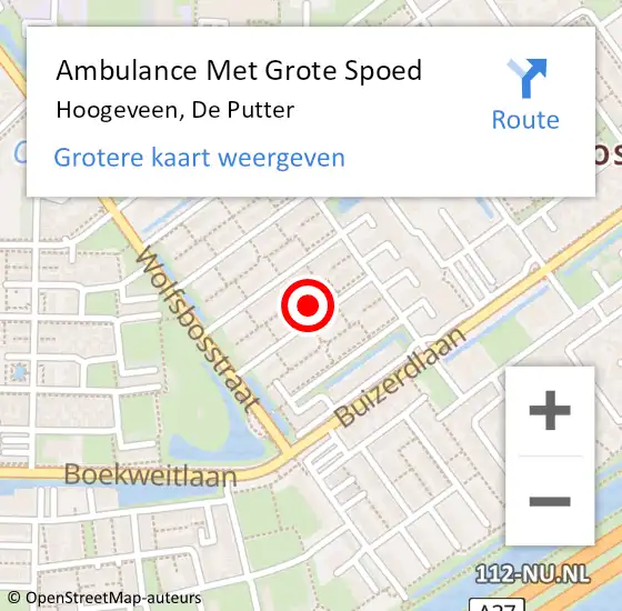 Locatie op kaart van de 112 melding: Ambulance Met Grote Spoed Naar Hoogeveen, De Putter op 17 juni 2014 20:16