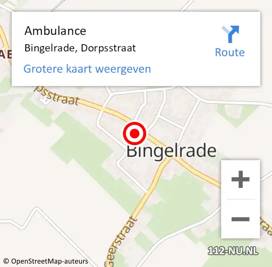 Locatie op kaart van de 112 melding: Ambulance Bingelrade, Dorpsstraat op 5 oktober 2013 12:35