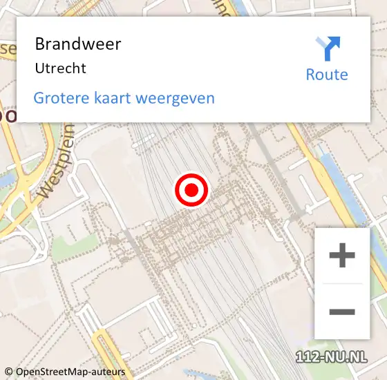 Locatie op kaart van de 112 melding: Brandweer Utrecht op 27 juli 2021 12:34
