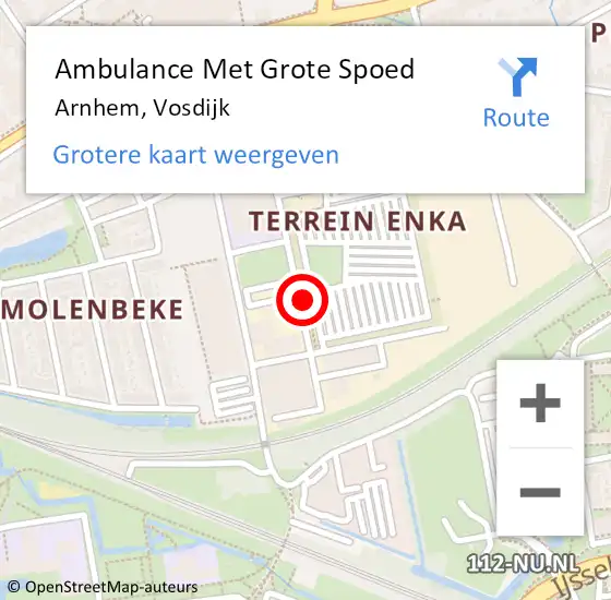 Locatie op kaart van de 112 melding: Ambulance Met Grote Spoed Naar Arnhem, Vosdijk op 27 juli 2021 12:34