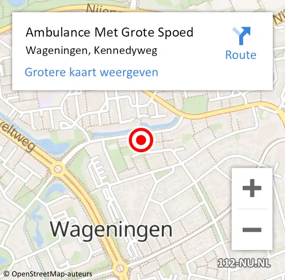 Locatie op kaart van de 112 melding: Ambulance Met Grote Spoed Naar Wageningen, Kennedyweg op 27 juli 2021 12:37