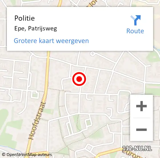 Locatie op kaart van de 112 melding: Politie Epe, Patrijsweg op 27 juli 2021 12:39