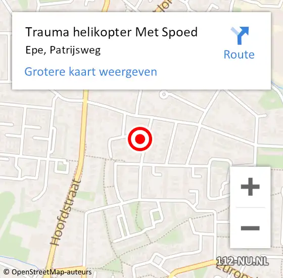 Locatie op kaart van de 112 melding: Trauma helikopter Met Spoed Naar Epe, Patrijsweg op 27 juli 2021 12:44